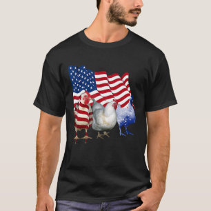 op 4 juli drie kippen - amerikaanse vlagkweker t-shirt