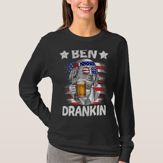 Op 4 juli Drink Ben Drankin Beer Benjamin Fra T-shirt (Voorkant)
