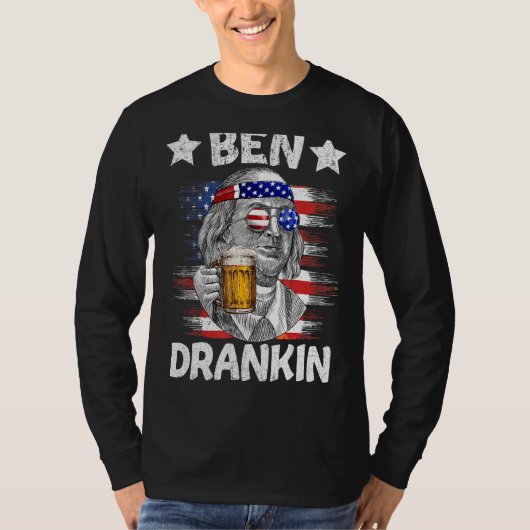 Op 4 juli Drink Ben Drankin Beer Benjamin Fra T-shirt (Voorkant)