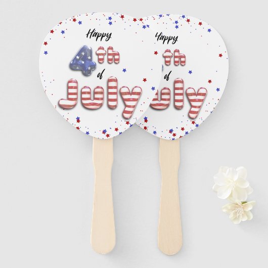 Op 4 juli Folie Balloons Stars Stripes - Hand Fan Handwaaier (Voorkant en achterkant)
