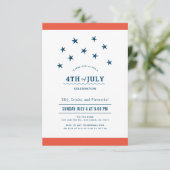 Op 4 juli is het Red & Blue Stars Party Kaart (Staand voorkant)