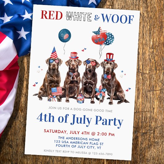 Op 4 juli is het Red White & Woof Patriotic Dogs P Kaart