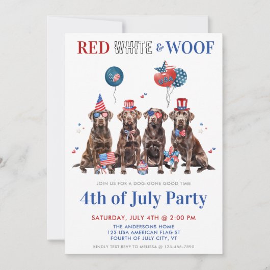 Op 4 juli is het Red White & Woof Patriotic Dogs P Kaart (Voorkant)