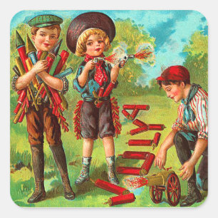 op 4 juli Kinder Vierkante Sticker