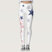 Op 4 juli, leggings witte en blauwe sterren. (Voorkant)