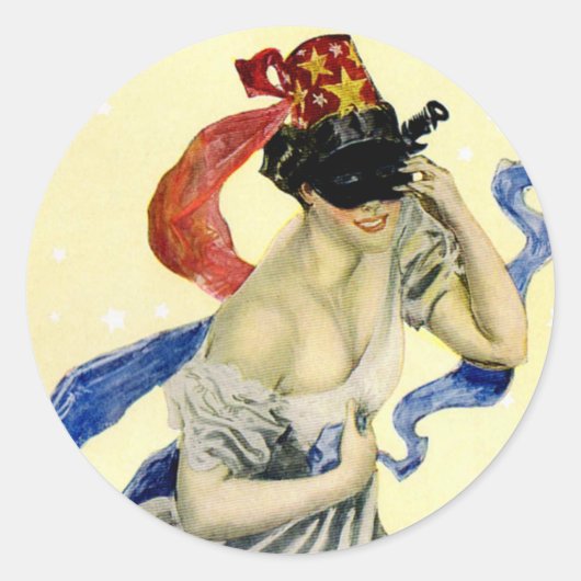 op 4 juli Patriotic Masquerade Party Ronde Sticker (Voorkant)