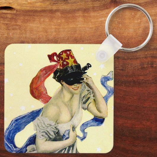 op 4 juli Patriotic Masquerade Party Sleutelhanger (Achterkant)