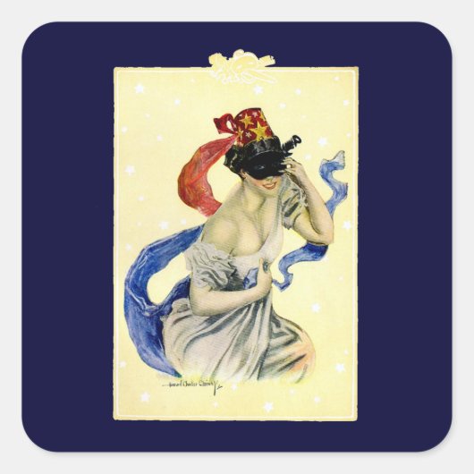  op 4 juli Patriotic Masquerade Party Vierkante Sticker (Voorkant)