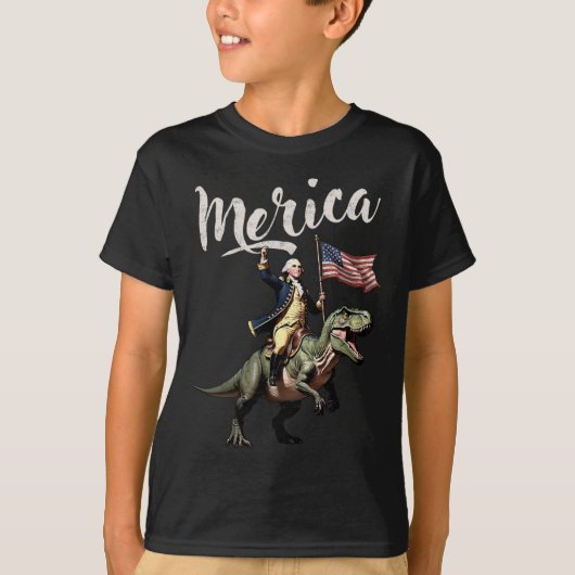Op 4 juli rijdt de Amerikaan George Washington op  T-shirt (Voorkant)