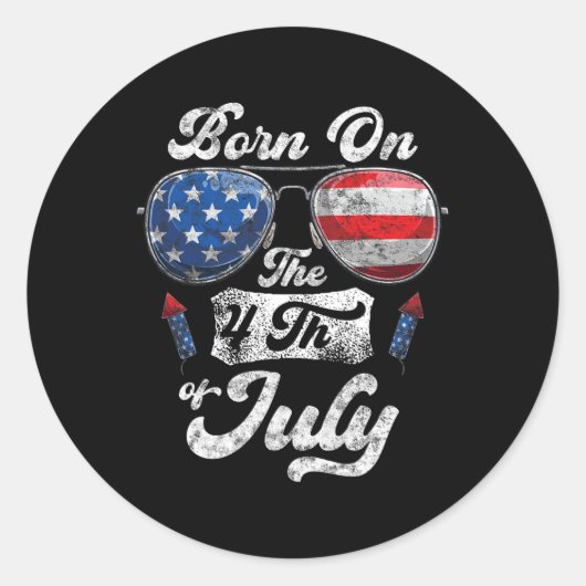 Op 4 juli Verjaardag Onafhankelijkheidsdag Ronde Sticker (Voorkant)
