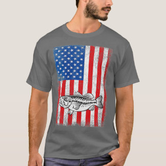 Op 4 juli Vist de Amerikaanse patriottische bas T-shirt
