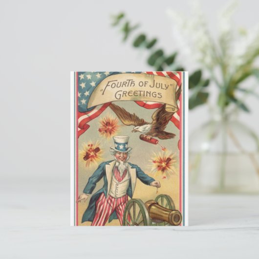  op 4 juli vuurwerk met oom Sam Briefkaart (Staand voorkant)