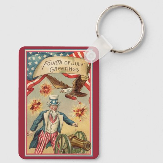  op 4 juli vuurwerk met oom Sam Sleutelhanger (Achterkant)