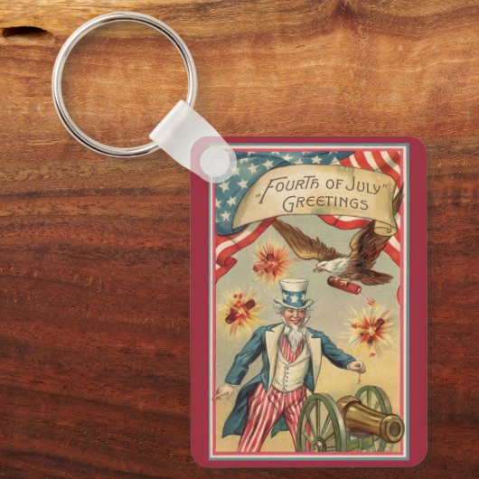  op 4 juli vuurwerk met oom Sam Sleutelhanger (Voorkant)