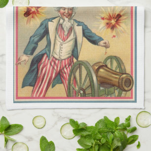 op 4 juli vuurwerk met oom Sam Theedoek