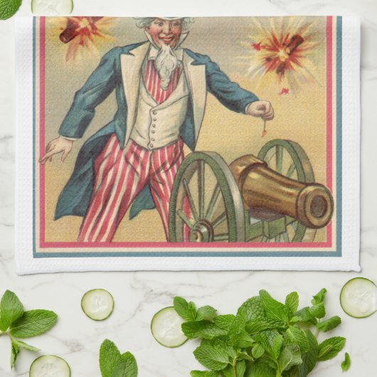 op 4 juli vuurwerk met oom Sam Theedoek (Gevouwen)