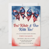 Op 4 juli wordt het Bow Patriotic Twin Baby shower Kaart (Voorkant)