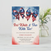 Op 4 juli wordt het Bow Patriotic Twin Baby shower Kaart (Staand voorkant)