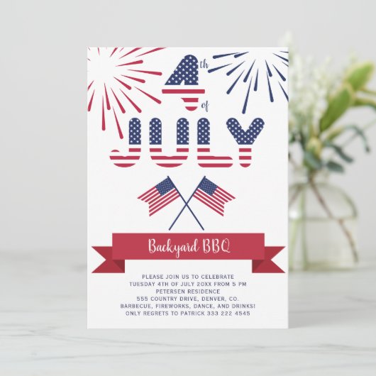 Op 4 juli zijn sterren en strepen vuurwerk van mod kaart (Staand voorkant)
