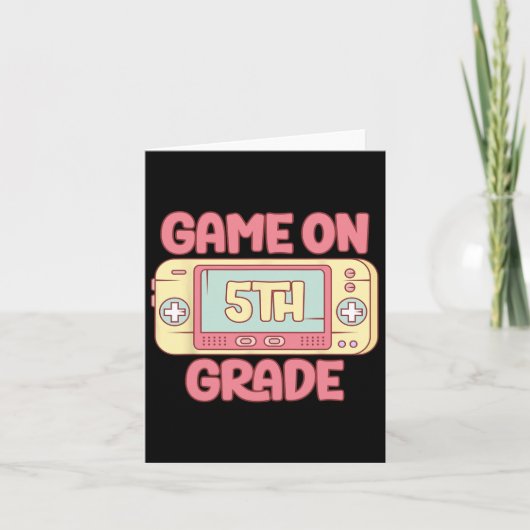 Op 5e klas Cool Videogame Terug naar school Kinder Kaart (Voorkant)