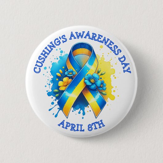 Op 8 april is het Cushing’s Awareness Day Ronde Button 5,7 Cm (Voorkant)