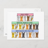 Op 8 juli Happy Birthday Cartoon Cats Briefkaart (Voorkant / Achterkant)