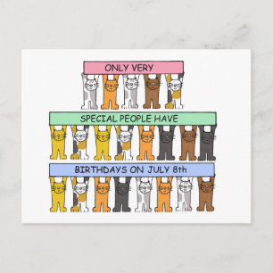 Op 8 juli Happy Birthday Cartoon Cats Briefkaart