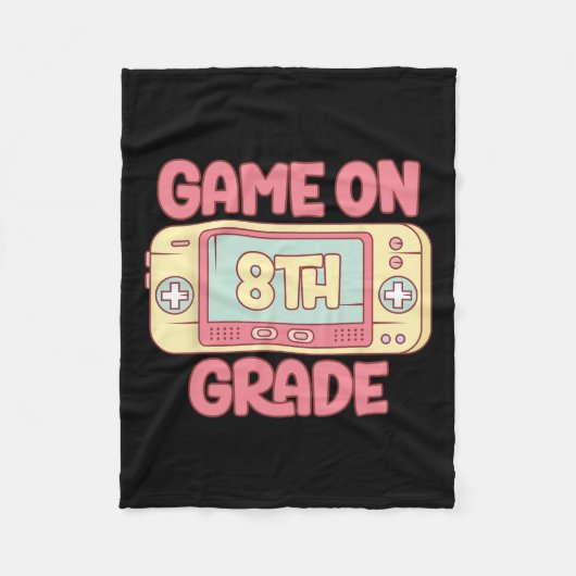 Op 8e klas Cool Videogame Terug naar School Kinder Fleece Deken (Voorkant)