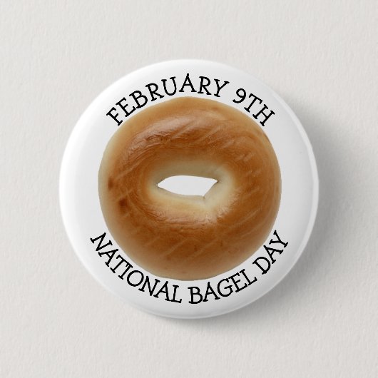 Op 9 februari is het Nationale Bagel Dag Ronde Button 5,7 Cm (Voorkant)