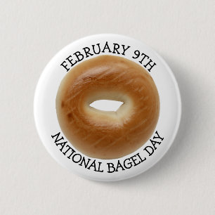 Op 9 februari is het Nationale Bagel Dag Ronde Button 5,7 Cm