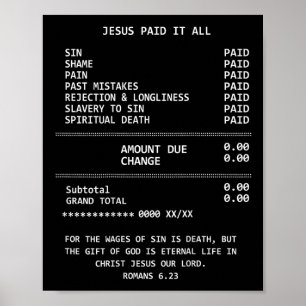 Op achterkant Jezus heeft het allemaal betaald Chr Poster