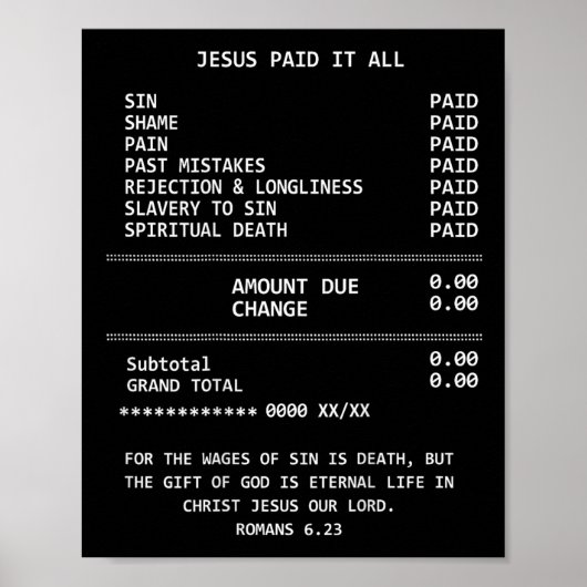 Op achterkant Jezus heeft het allemaal betaald Chr Poster (Voorkant)