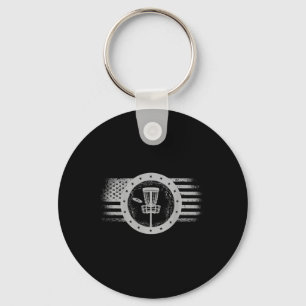 Op achterkant koele Disc Golf Sport Usa Grunge Vla Sleutelhanger
