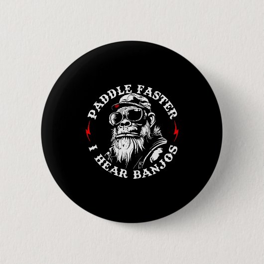 (op achterkant) roei sneller horen banjo's grappig ronde button 5,7 cm (Voorkant)
