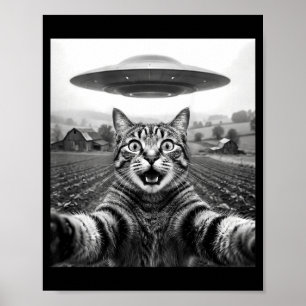 Op Achterste Kat Selfie Alien Ufo Poster