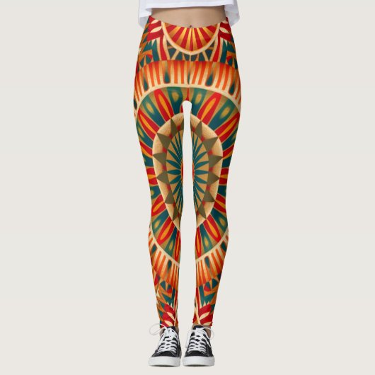 op Afrika geïnspireerde geometrische Leggings (Voorkant)