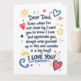 Op afstand lieve papa grote knuffel hou van je kaart