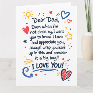 Op afstand lieve papa grote knuffel hou van je kaart