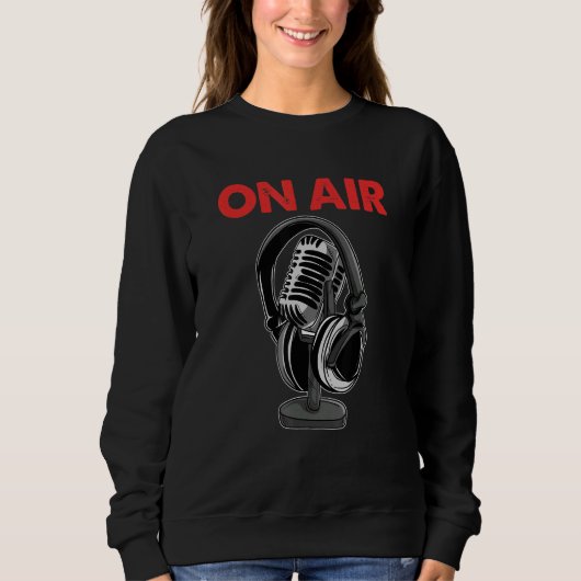 Op Air Podcast Microphone Radio Show Host Music Dj Trui (Voorkant)