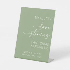 Op alle liefdesverhalen die voor ons kwamen reclamebord met voetstuk