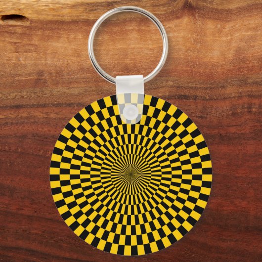 Op Art — Amber en Black Sleutelhanger (Voorkant)