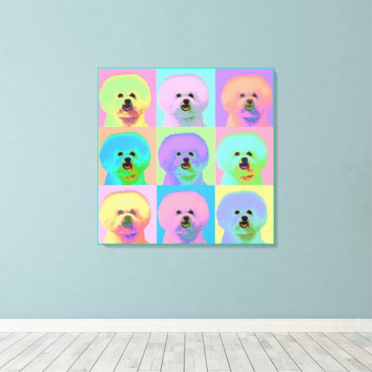 Op Art - Bichon Frise Canvas Afdruk (Insitu (Houten vloer))