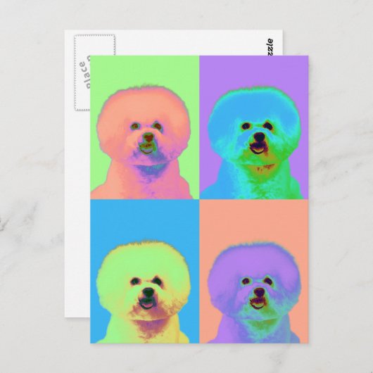 Op Art - Bichon Frise - Cody Briefkaart (Voorkant / Achterkant)