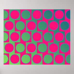 Op Art Big Circles Alternative Pattern Magenta Poster