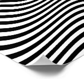 Op Art Black en White Horizontal Sine Stripes Poster (Hoek)