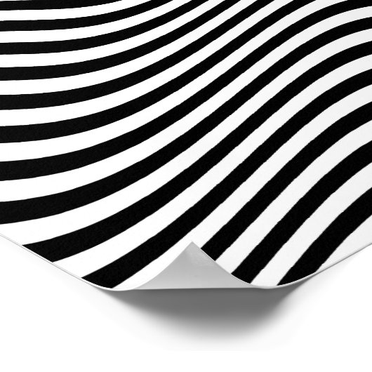 Op Art Black en White Horizontal Sine Stripes Poster (Hoek)