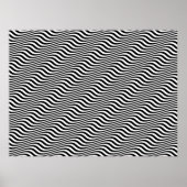 Op Art Black en White Horizontal Sine Stripes Poster (Voorkant)