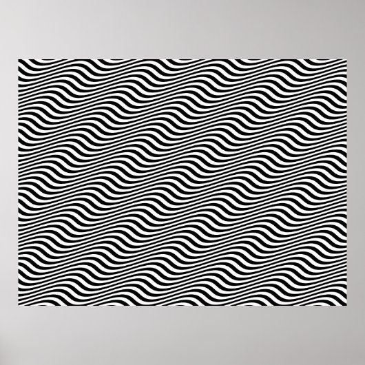Op Art Black en White Horizontal Sine Stripes Poster (Voorkant)