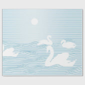OP Art Blauwe Zwanendrift Inpakpapier (Vlak)