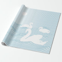 OP Art Blauwe Zwanendrift Inpakpapier